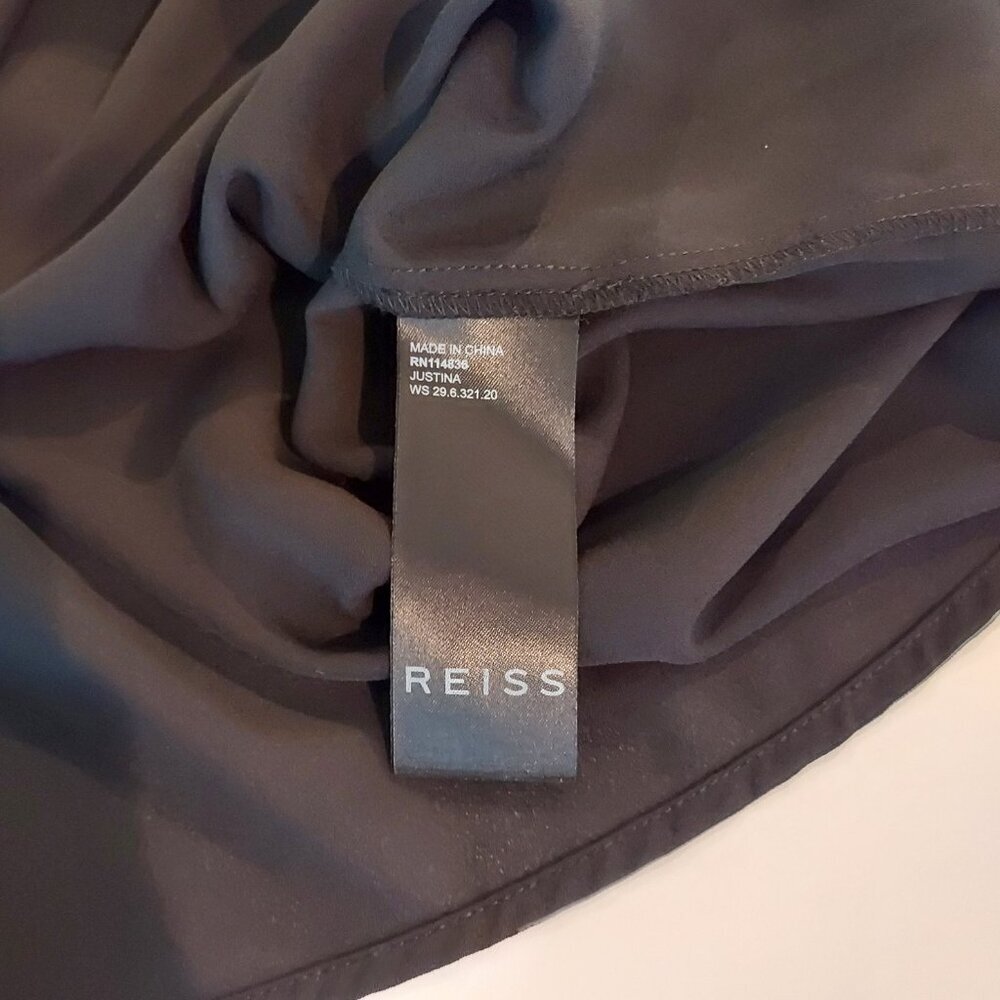 Reiss Justina Striped Ruffled Sheer Black Mini Dress Size 2 NWOT - Picture 11 of 15